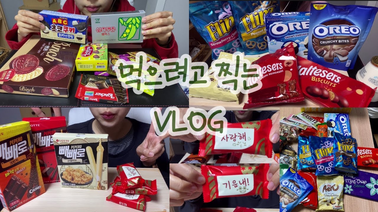 [먹방 VLOG] 과자는 나라가 허락한  유일한 어쩌구 / 과자먹방/ 삼육두유웨하스 / 인절미빼빼로/ 외국과자/ 그리고 과자