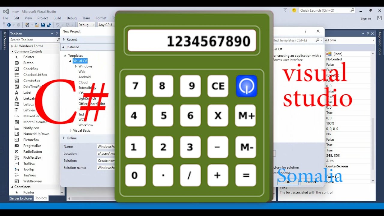 visual studio calculator afsomali #programing afsomali #ui ux