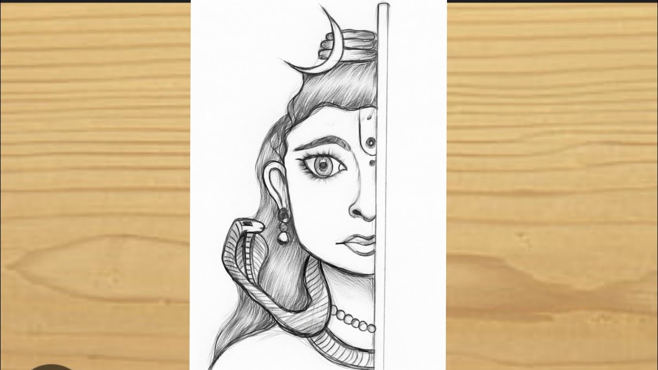 How To Draw Lord Shiva Falf Face Drawing | Easy Tutorial For Beginners | Mahadev Drawing | Drawing 