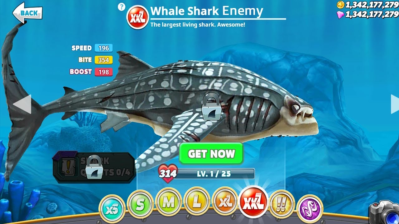 Hungry Shark World - Enemy Whale Shark Unlocked Mod - All 34 Sharks Unlocked Android Gameplay