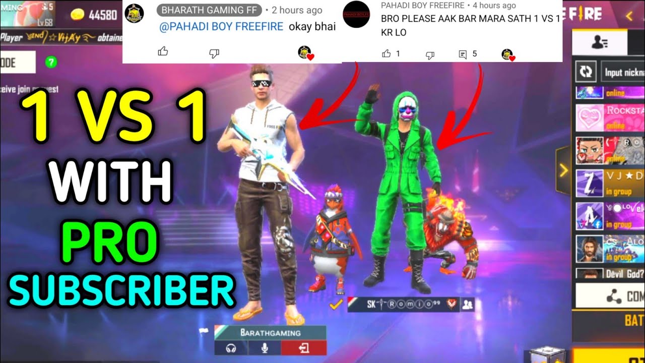 1 vs 1 || BHARATH GAMING FF VS PRO SUBSCRIBER Clash Sqard Custom|| NON SCRIPT MATCH&OVERPOWER MOMENT