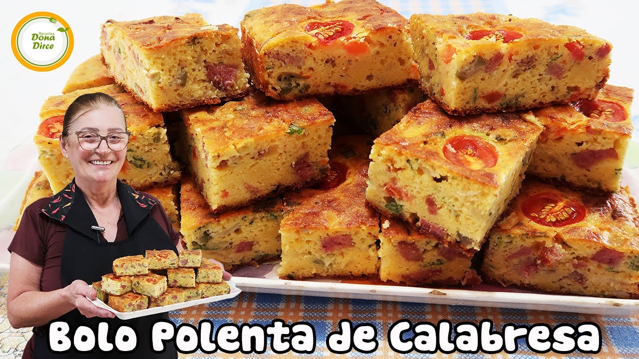 VOCÊS JÁ OUVIRAM FALAR DE BOLO POLENTA ? | BOLO SALGADO DE POLENTA COM CALABRESA | BOLO SALGADO #490