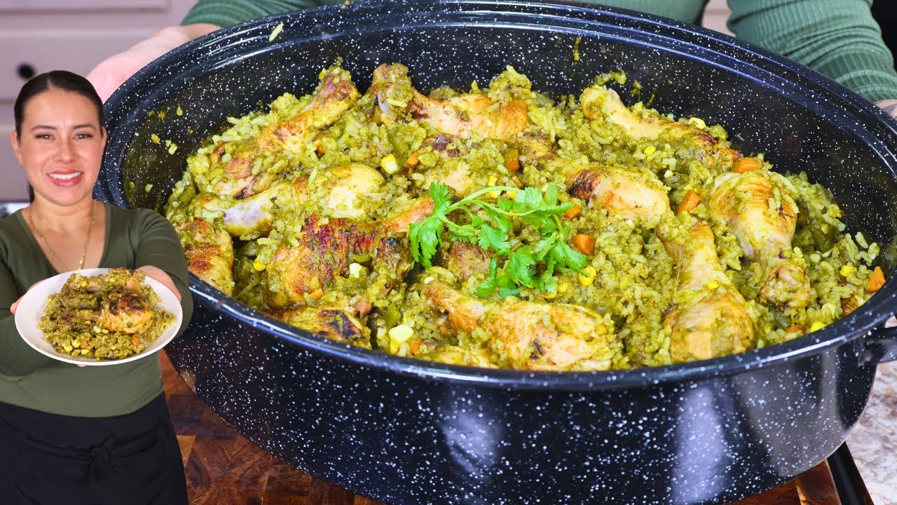 Este Arroz Verde con Pollo Queda TAN SABROSO que Siempre Repiten 😮‍🔥