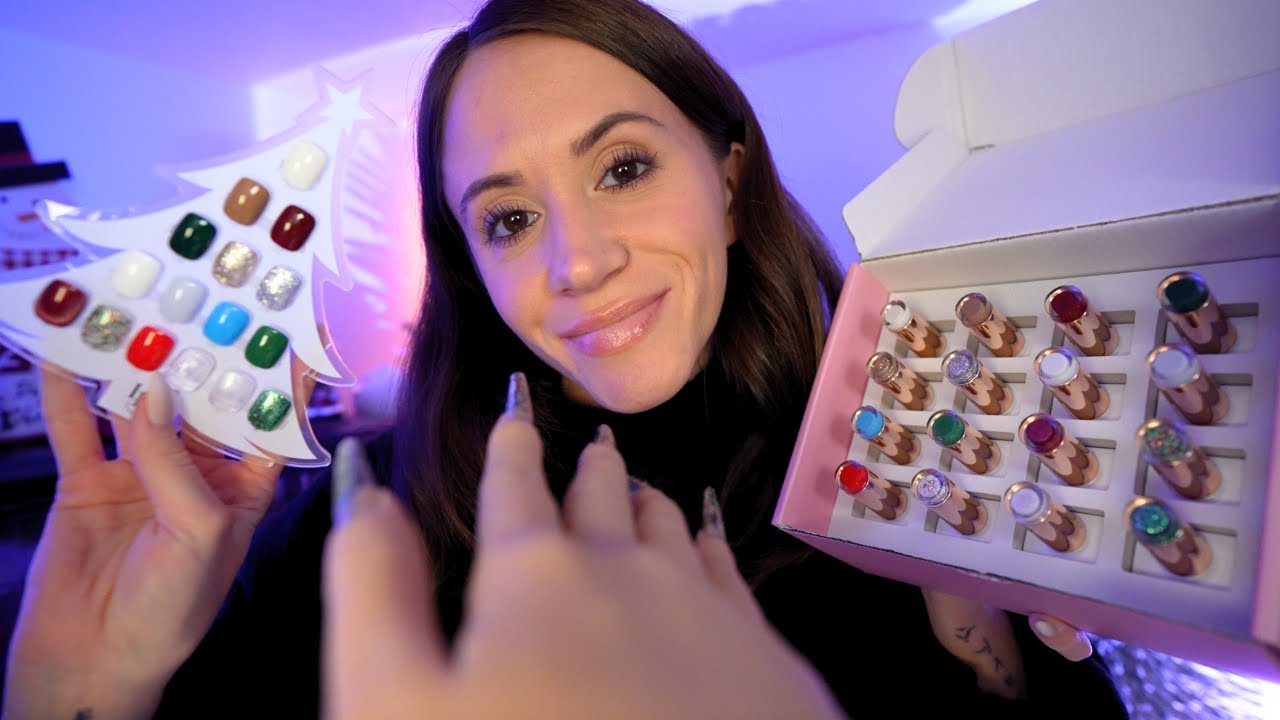 ASMR Bestfriend Paints Your Christmas Nails 💅🏼 (realistic nail painting)
