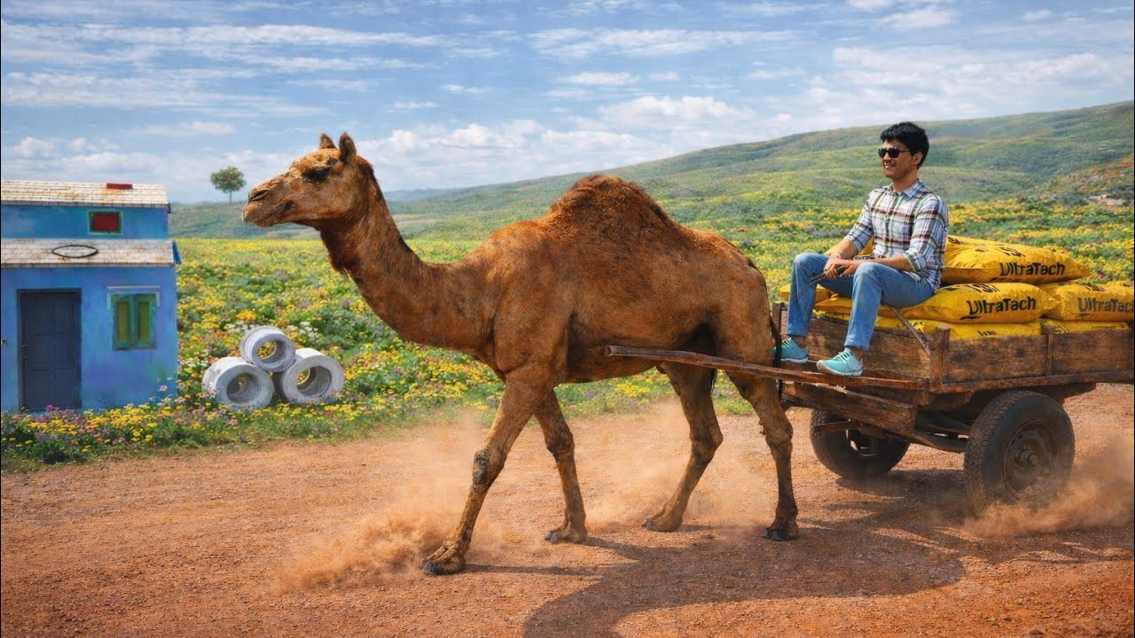Camel car riding 🐪 | unt per cement ki bori full overloading | realistic ofroading games 