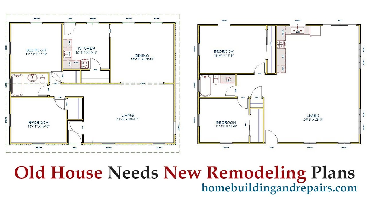 Old House Remodeling Design Ideas Part One - Two Bedroom Home Converted To Open Floor Plan
