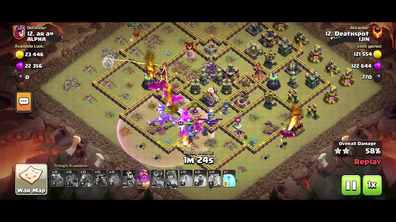 Dragon mix attack with Heros- TH 15 destroyed by TH 13!