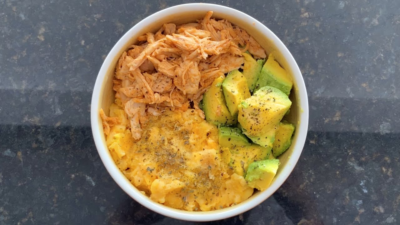 Bowl Saludable (Pollo chipotle, puré de plátano y aguacate) | El de las trufas