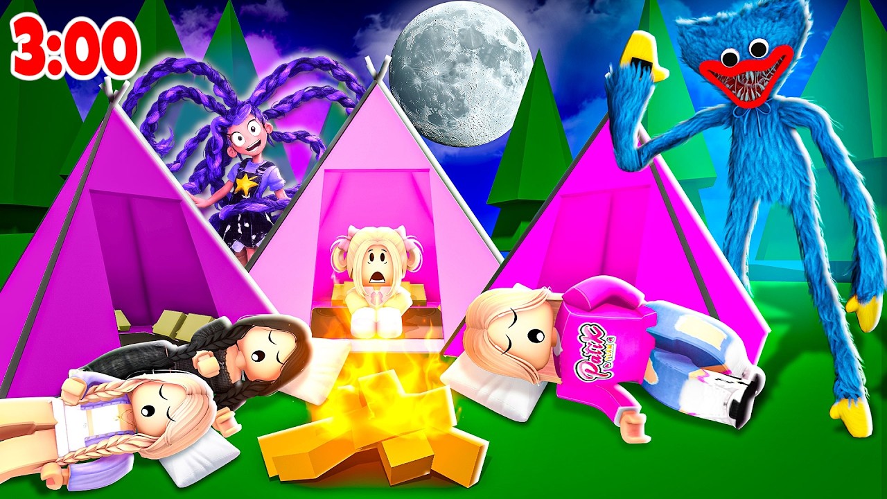 LILY i HUGGY WUGGY ŚLEDZĄ NAS NA CAMPINGU... na BROOKHAVEN w ROBLOX!