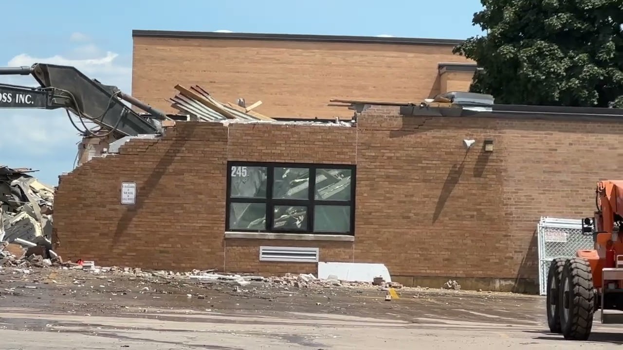 An Oshkosh Wisconsin Elementary/Middle School comes down