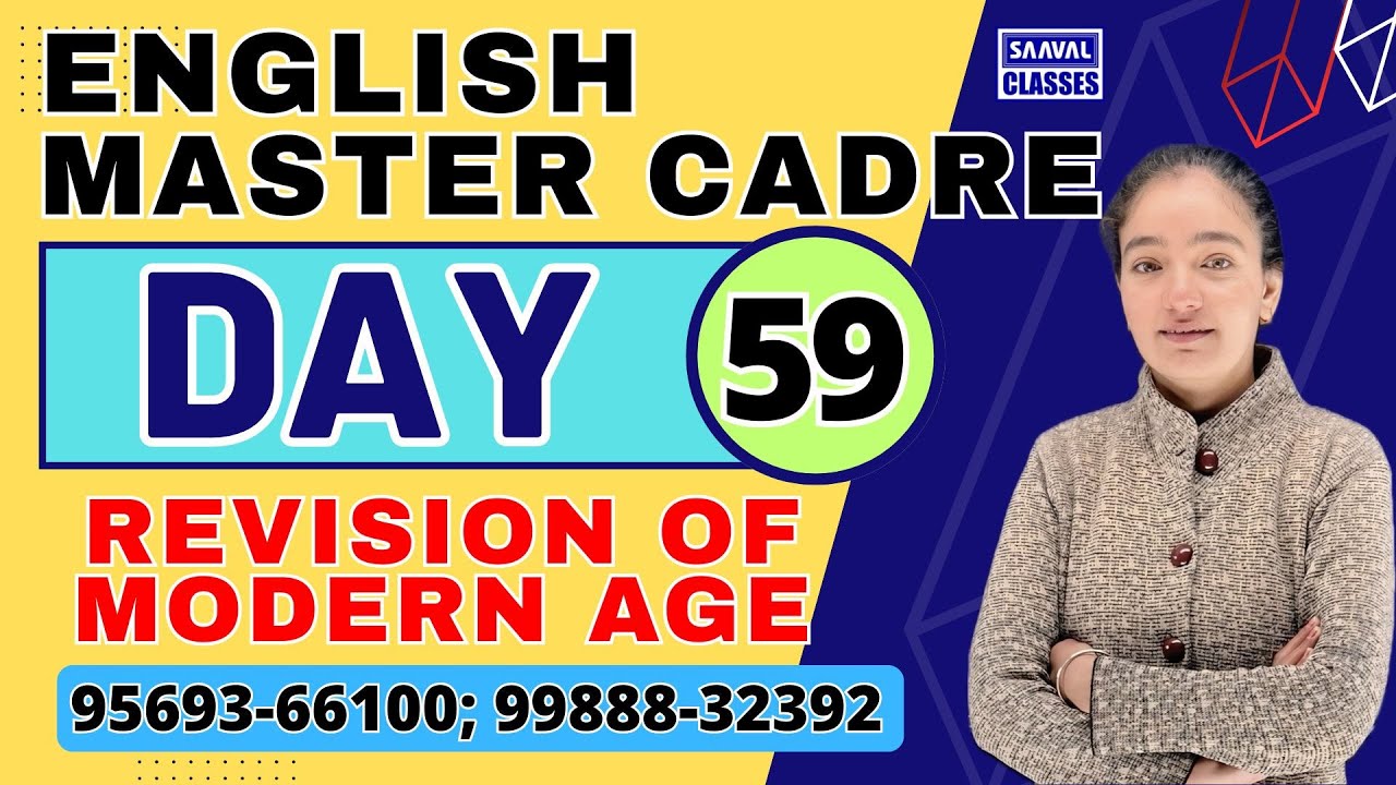 English Master Cadre Revision of Modern Age DAY-59 MCQ | SAAVAL CLASSES | 99888-32392