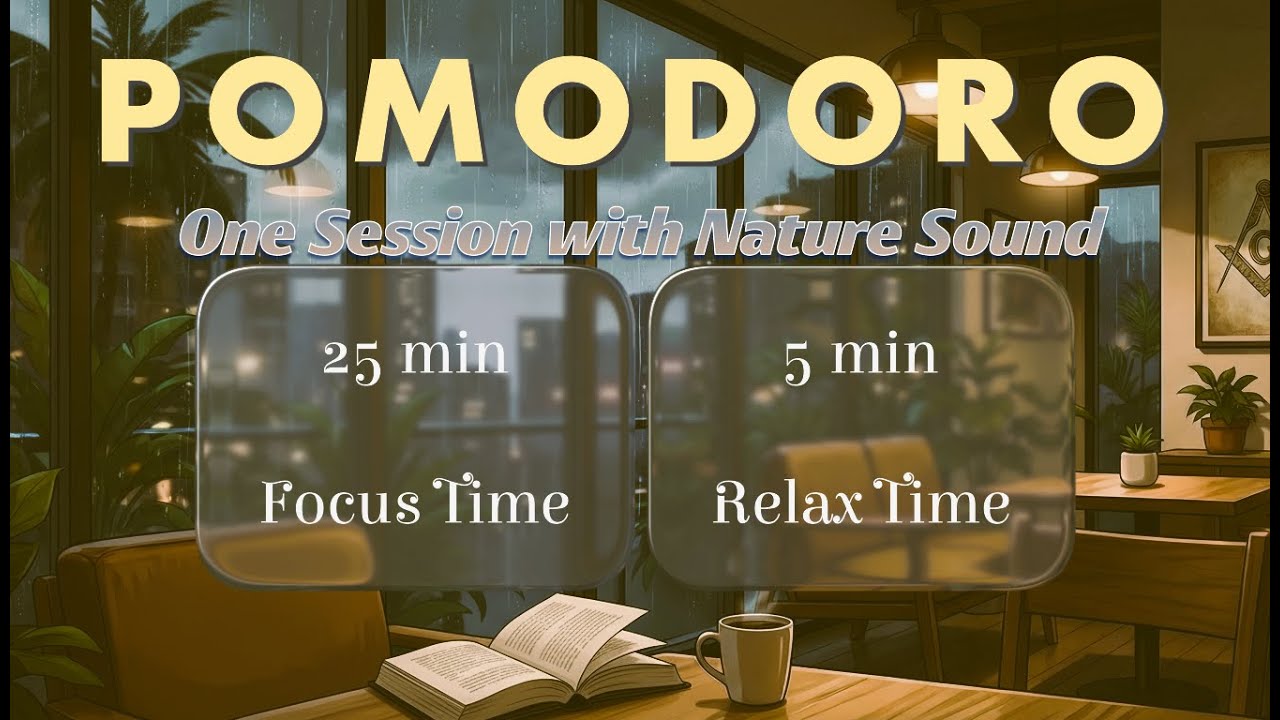 Rainy Cafe Pomodoro – 25 Min Focus & 5 Min Reset