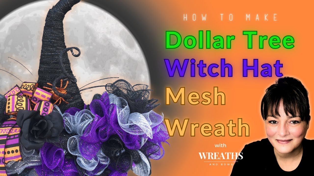 Tucked Ruffle Halloween Wreath On A Dollar Tree Witch Hat Frame