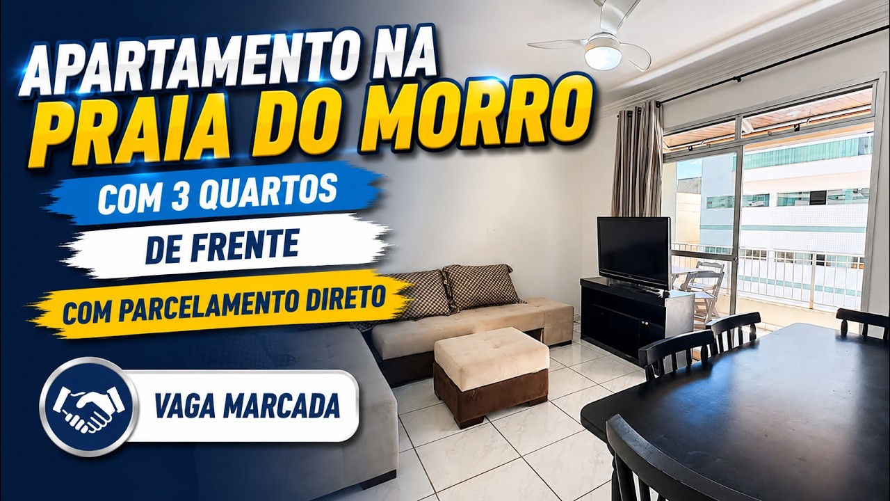Apartamento na Praia do Morro com 3 quartos, de frente e com parcelamento direto R$ 500 mil