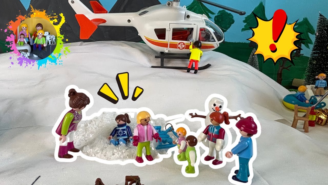 Playmobil Familie Schmidt – Kleiner Unfall am Schneehügel ❄️ Zum Glück kommt schnell Hilfe! 🚑