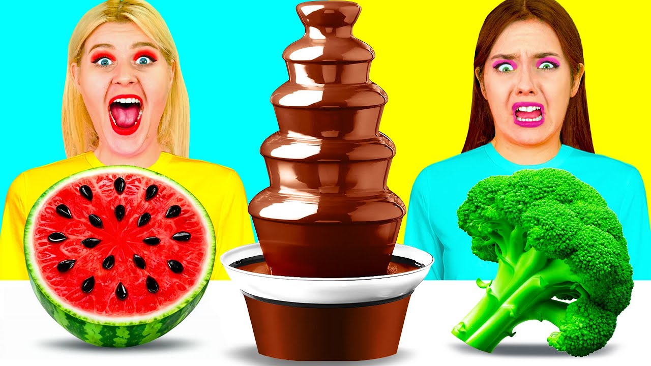 Chocolate Fountain Fondue Challenge | Epic Food Battle by RaPaPa Challenge