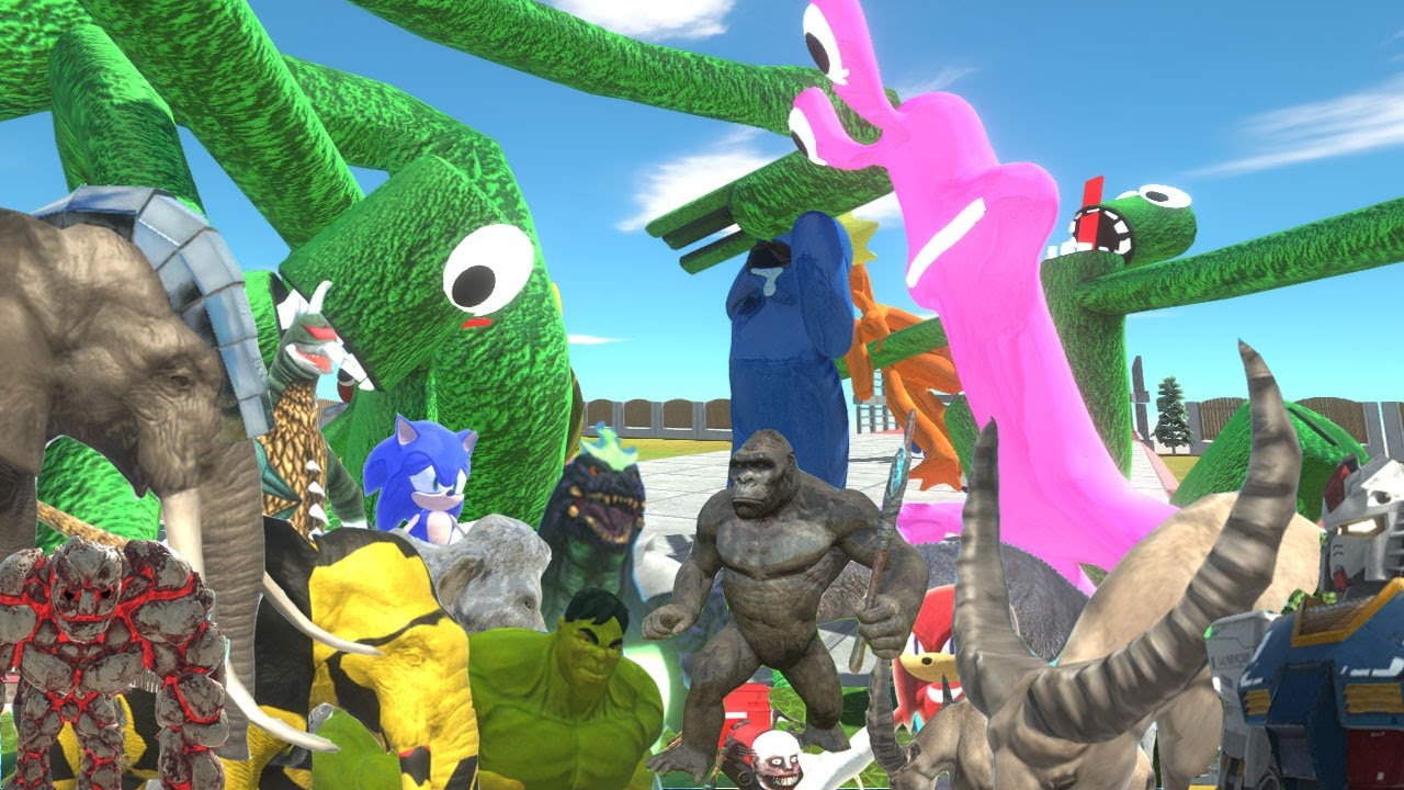 EPIC BATTLE !💚🌈 GREEN RAINBOW vs GREEN RAINBOW FRIENDS TEAM WILD ANIMALS! 🦁 Epic Battle ARBS