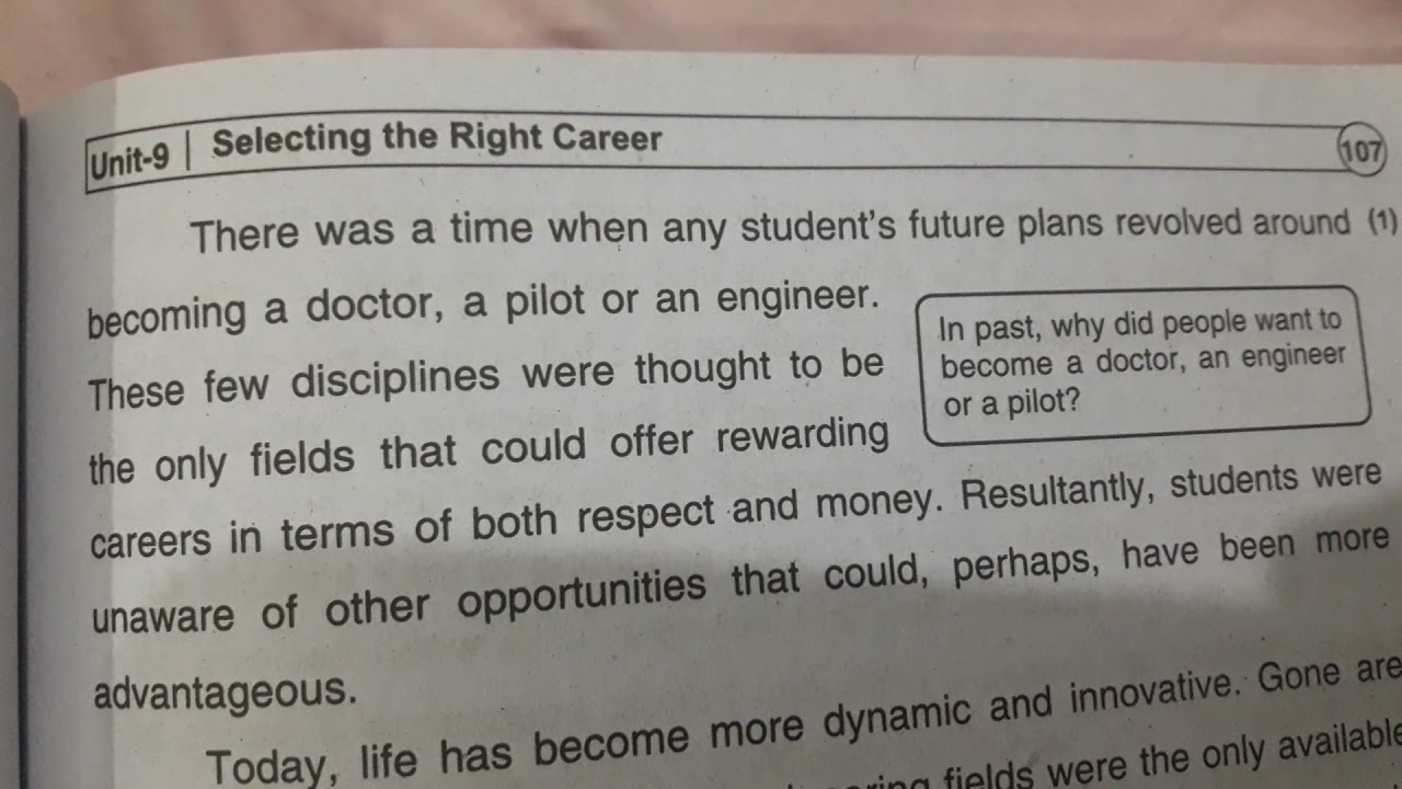 Selecting the right career unit 9 with urdu translation class 10th English paragraph no 1