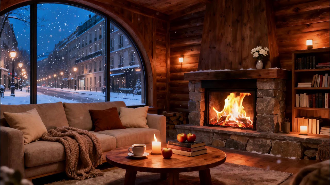 Cozy Winter Cabin Vibes  - Study, Work & Relax With Fireplace Sounds