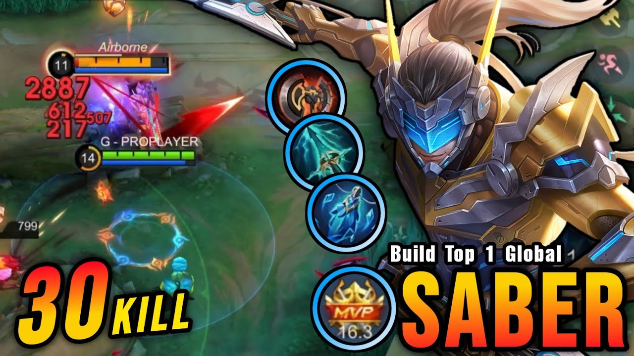 30 Kills!! Best One Shot Build Saber 2024 (100% BROKEN) - Build Top 1 Global Saber ~ MLBB