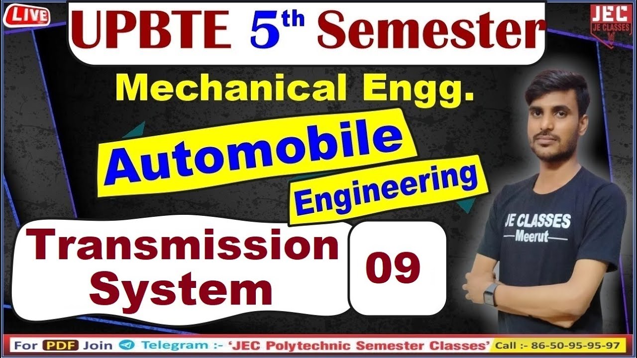 #09 UPBTE Automobile Engineering 5th Sem Mechanical Class for Polytechnic students || JE CLASSES