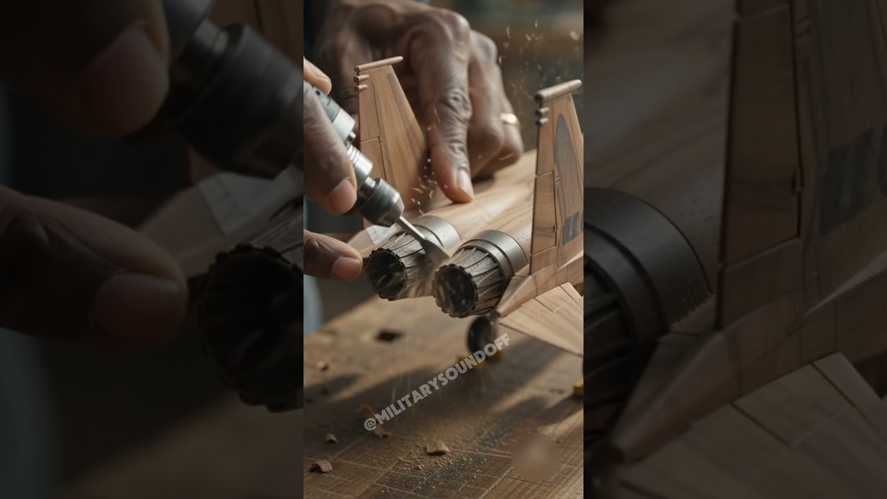 F-15E fighter jet wooden model build log #satisfying #creation