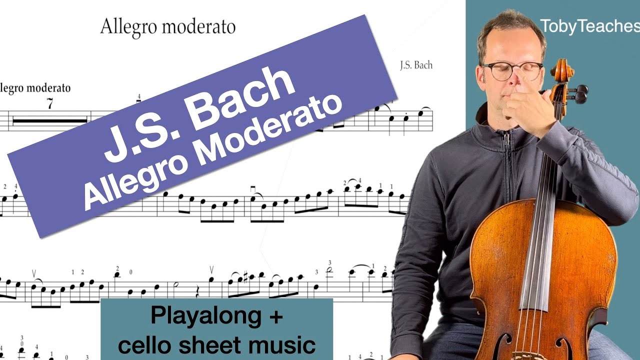 J.S. Bach Allegro Moderato Suzuki Cello Book 3| | Play Along from slow to fast | Cello Sheet Music