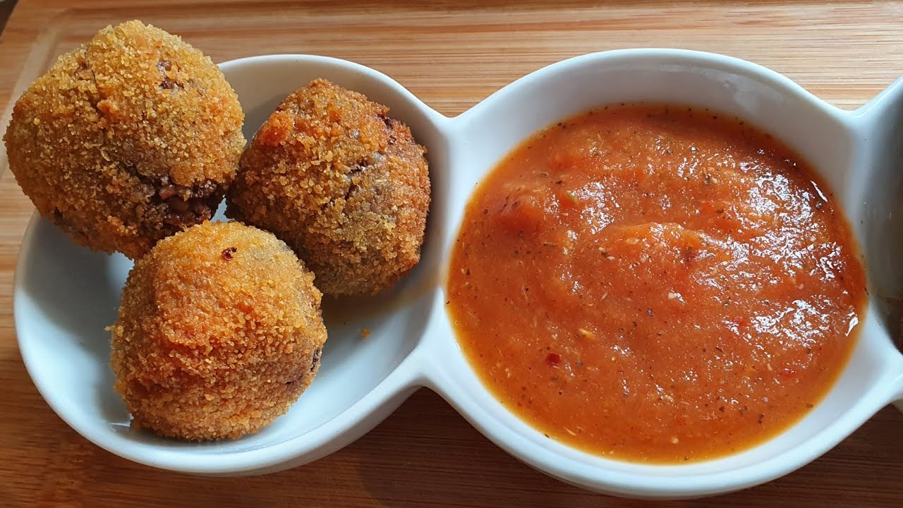 Haggis Bon Bons with a Tomato sauce