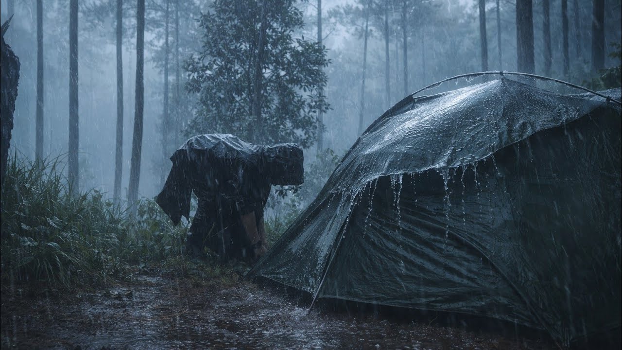 I Thought It Was Just Rain.. Tarp Camping in Heavy Rain | Cozy Rain Sounds for Sleeping & Relaxation