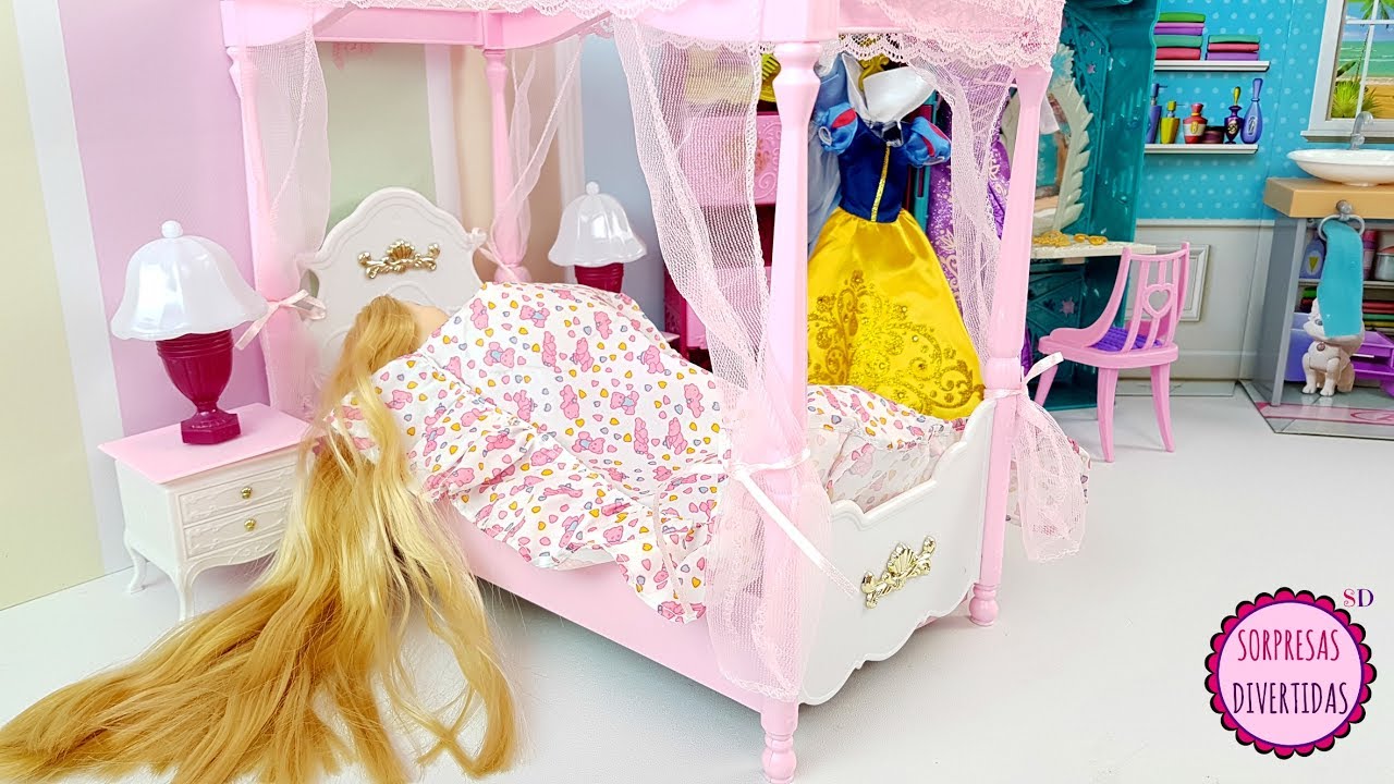 Rapunzel Rutina de la Mañana - Muñeca Dormitorio Princesas Disney