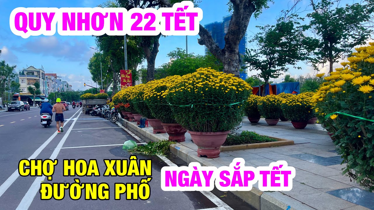 HOA TẾT VÀ ĐƯỜNG PHỐ QUY NHƠN CHIỀU 22 TẾT | ĐÔNG VUI QUÁ