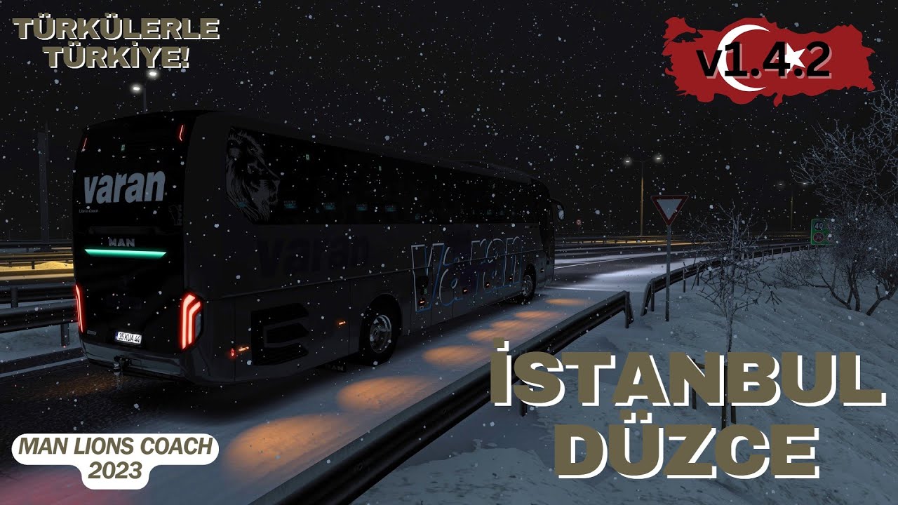 İSTANBUL - DÜZCE ~ KAR TİPİ FIRTINA! - EKSPRES SEFER - MAN LIONS COACH 2023 - ETS 2
