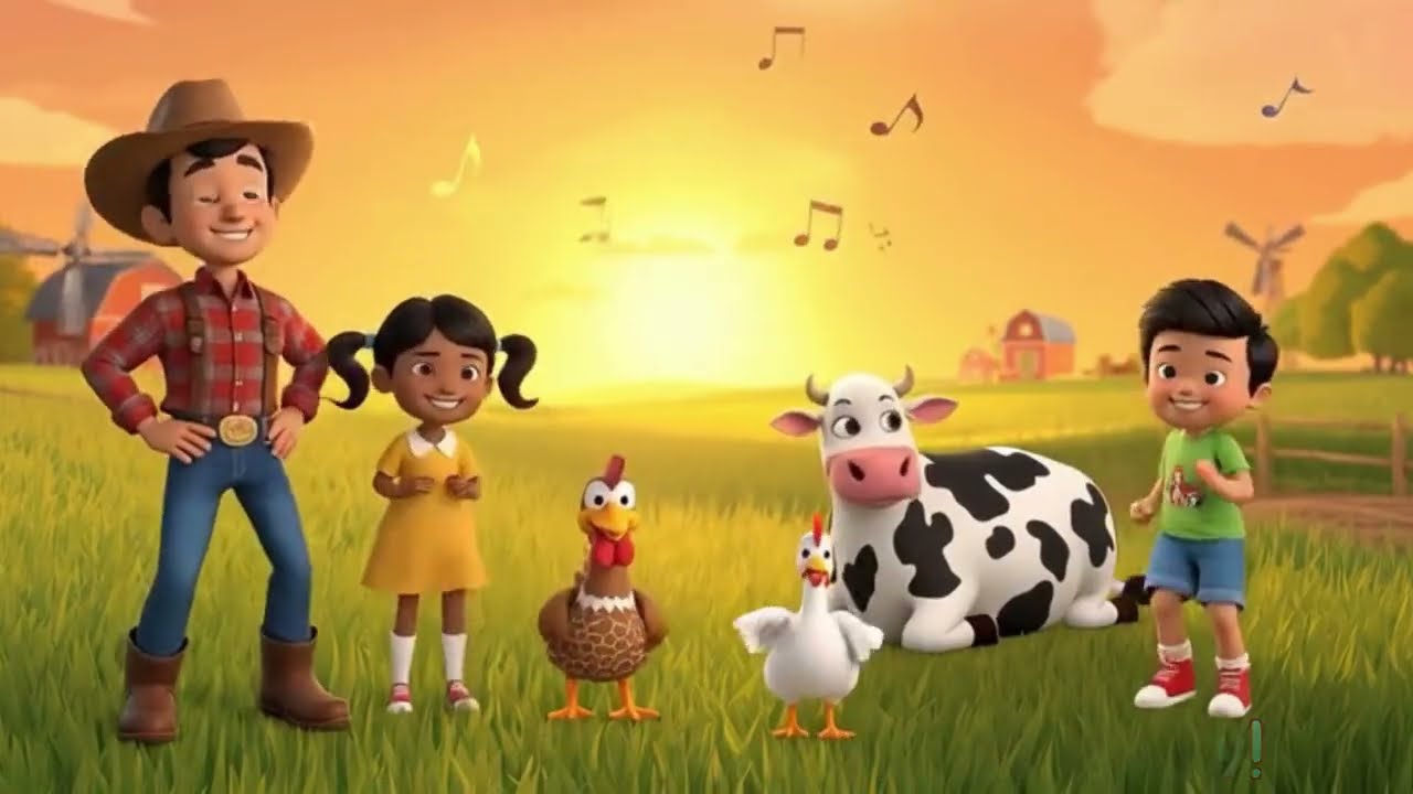 KIDS ZONE (Farm Animals Song for Kids | Learn Cow Duck Hen Sounds | Nursery Rhymes for Toddlers)