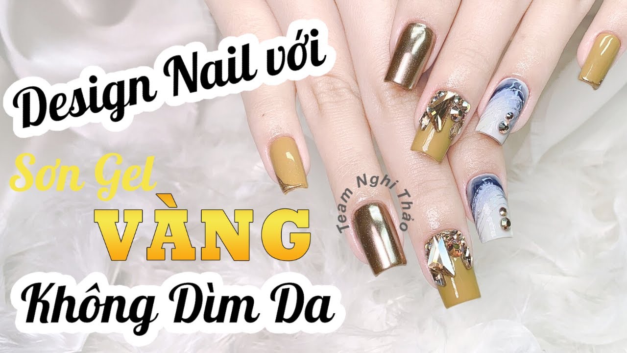 Design nail với Sơn gel màu vàng - Sơn gel vàng không dìm da