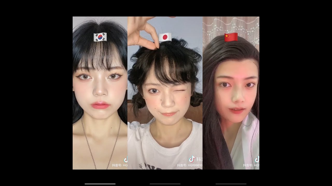 TikTok (ティックトック)　中国・日本・韓国　化粧・メイクの比較　抖音 中日韩化妆