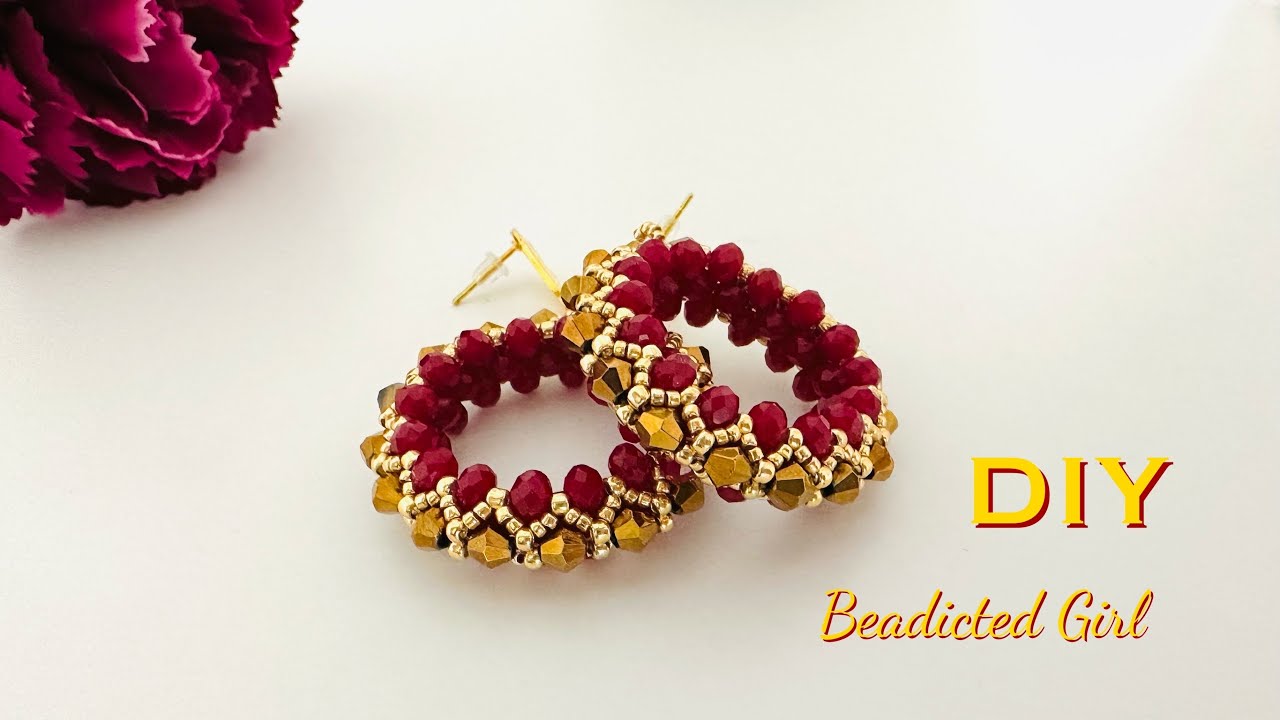 Beaded Hoop earrings || DIY Beaded earrings