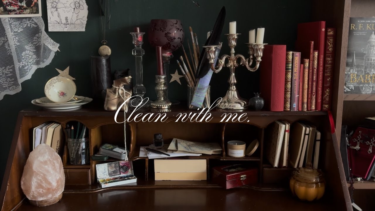 Clean My Dark Academia inspired Room with Me ˚˖𓍢ִ໋🦢˚(Redecorating & Cleaning)˚˖𓍢ִ໋