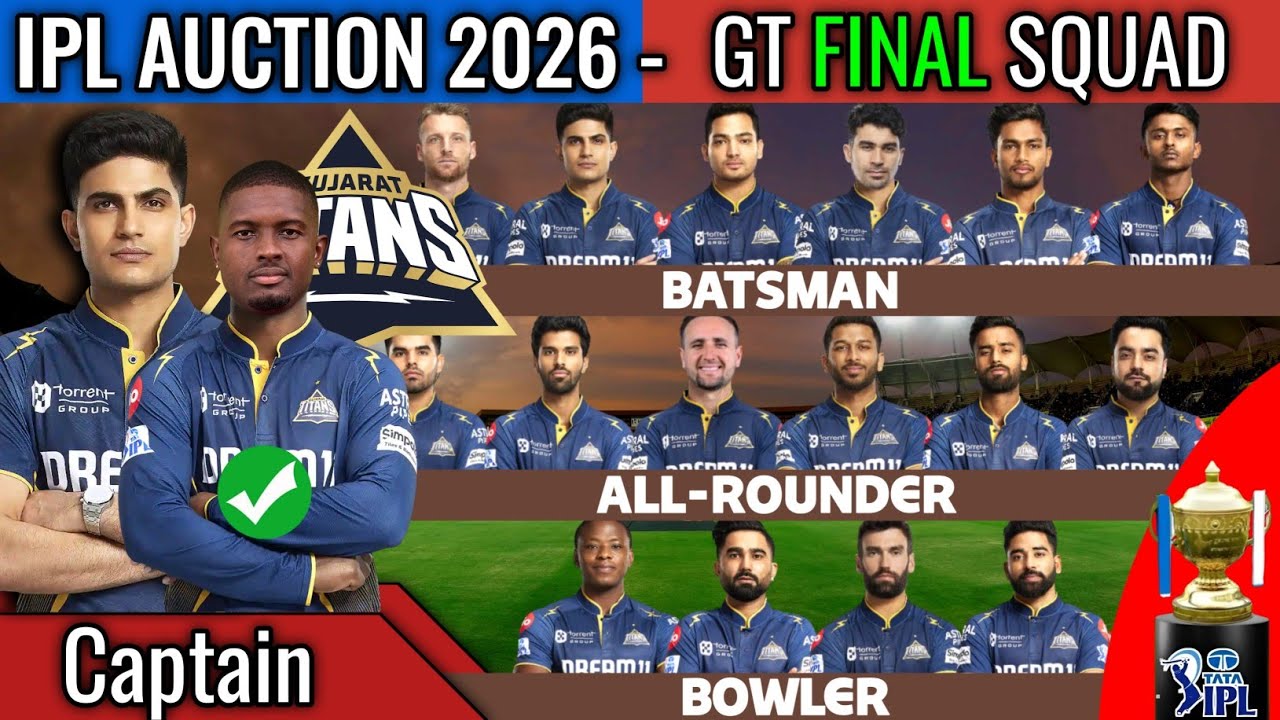 Аукцион IPL 2026 | Окончательный состав команды Gujarat Taitans | Полный состав команды GT на 202...