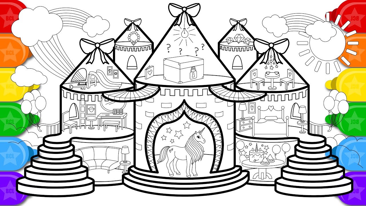 Как нарисовать раскраски дом единорога