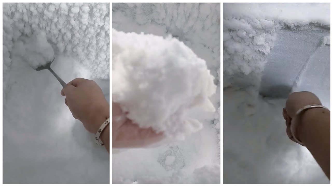 Eating freezer frost 🧊 Ice eating from deep freezer ❄️ Satisfying ice eating asmr 🥶 #softice 