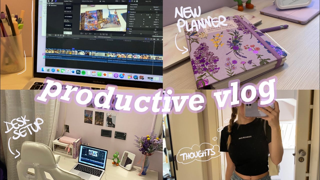 [productive vlog] 🌸 aesthetic + minimal desk setup, new kokonote planner, thoughts on life!