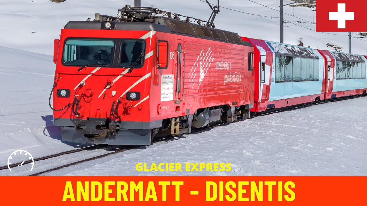 Cab Ride Glacier Express Andermatt - Disentis-Mustér (Matterhorn-Gotthard-Bahn, Switzerland) 4K