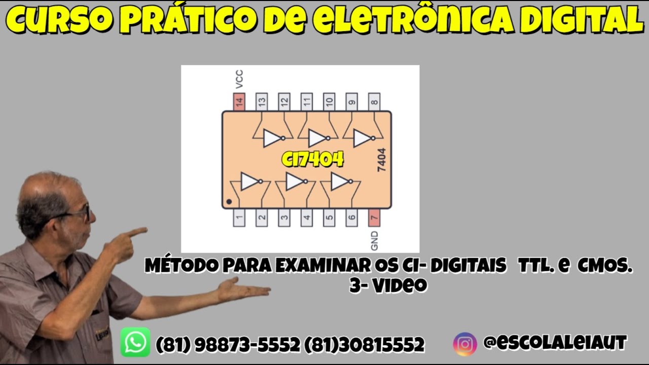 MÉTODO PARA EXAMINAR OS CI- DIGITAIS   TTL. e  CMOS.  (3 Video)