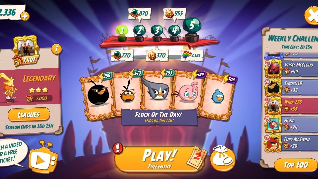 Angry Birds 2 Arena Today: 2x Bonus Blues & Stella! 😁😁😁