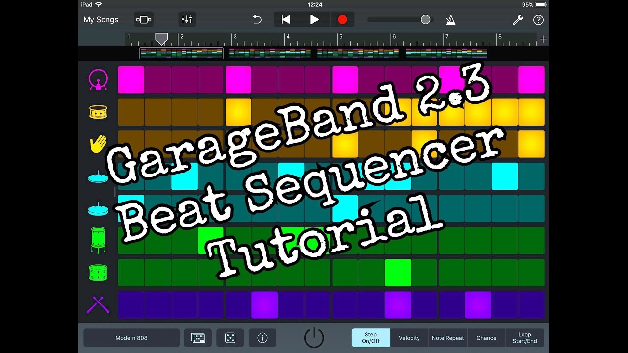 GARAGEBAND 2.3 — подробный бит-секвенсор — руководство для iPad