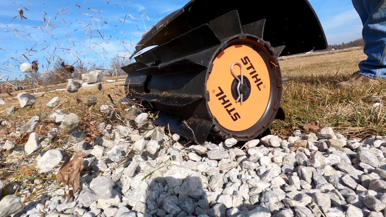 FLING Rocks From Grass!  Fix Snow Removal Issues! Stihl Kombi!