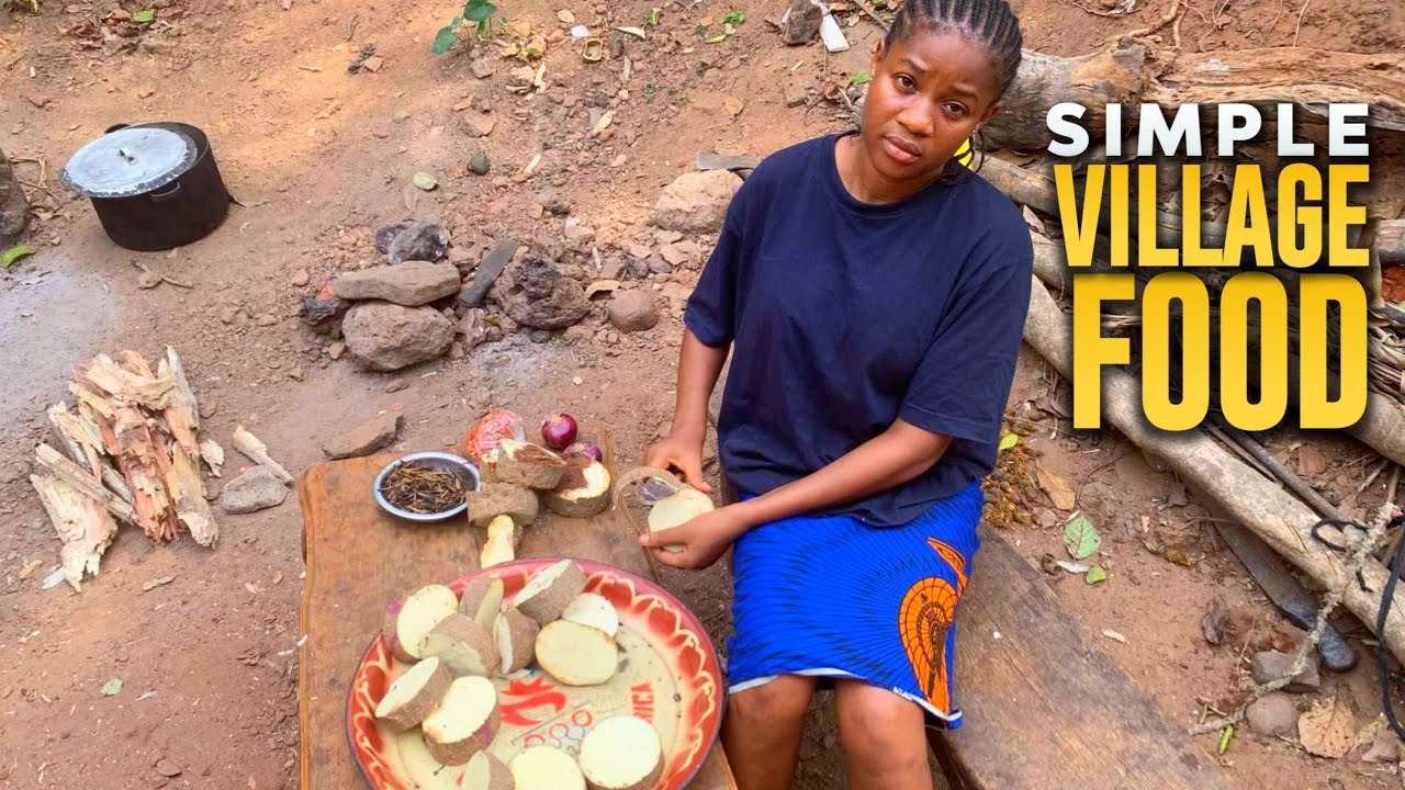 Young African Wife Preparing a Traditional Yam Meal and Ukpaka Sauce || Real African Village Life