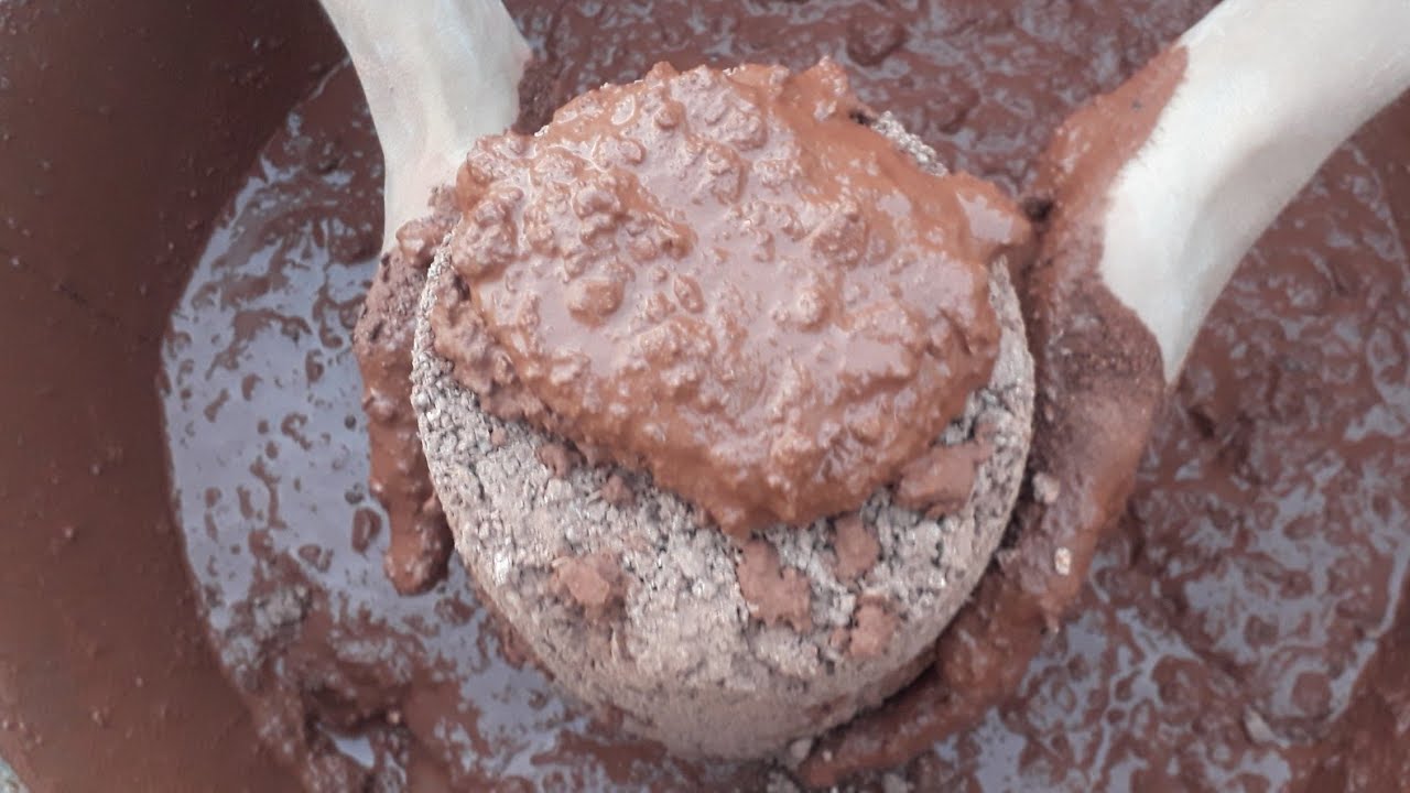 Asmr: Gritty red dirt buckets crumbling in water