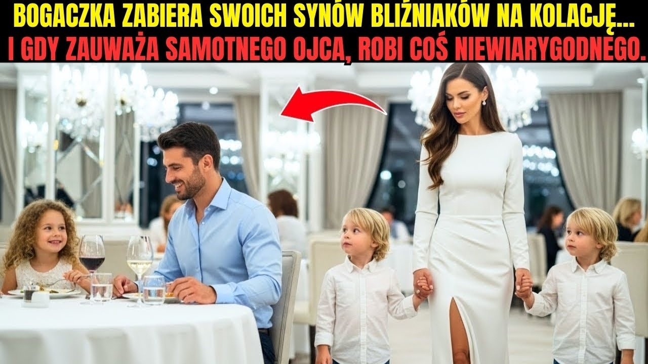 Milionerka zabiera swoich synów bliźniaków na kolację… i gdy zauważa samotnego ojca, robi coś