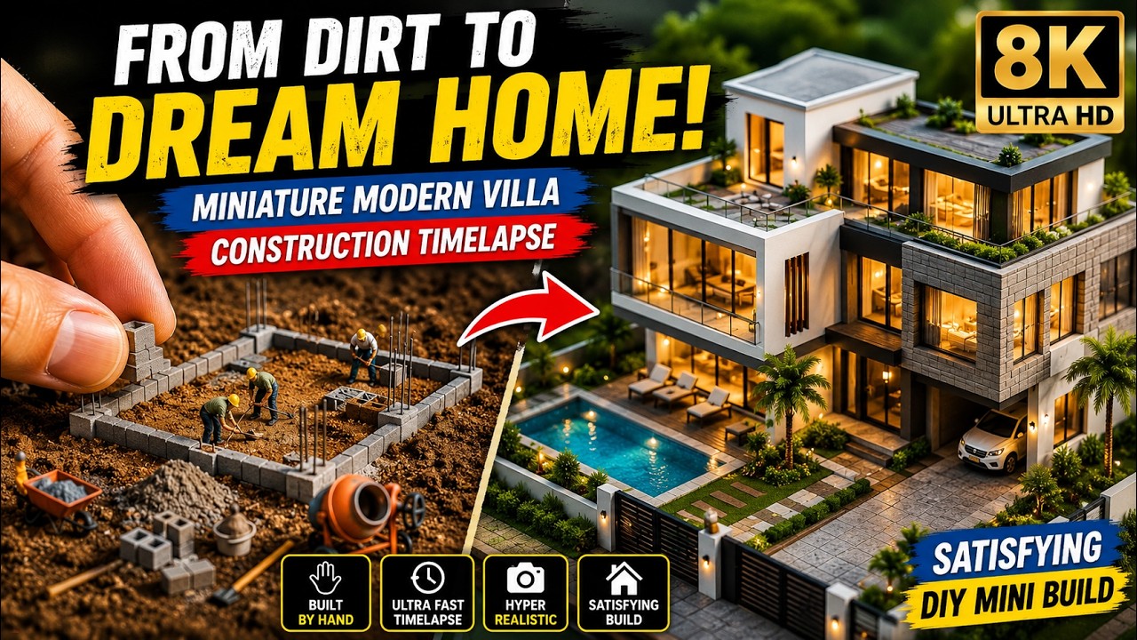 Miniature Villa Build! | Hyper Realistic Construction Timelapse | Satisfying DIY Construction in 8K
